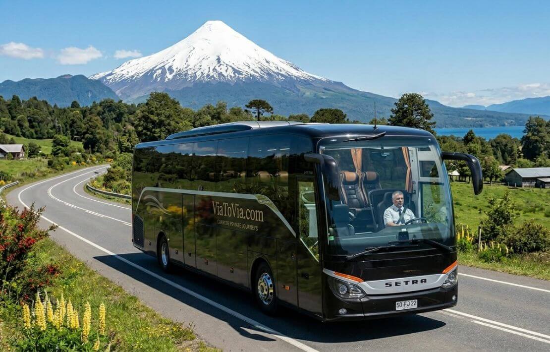 Rental bus and minibusses at Canal Bajo Airport in Chile